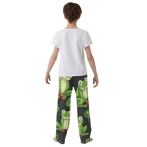 ZZXXB Frog Strawberry Print Boys Long Pants Soft Trousers Elastic Waist Kids Lounge Bottoms with Pockets S-XL3