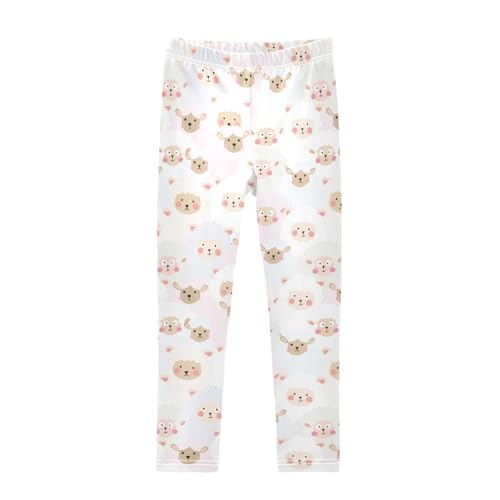 Colorful Sheep Girls Leggings,Workout Leggings for Girls Toddler Athletic Legging Size for 3-10T
