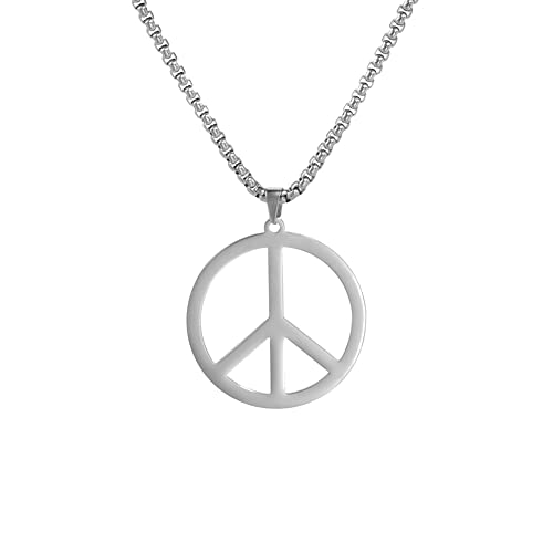 Collana con ciondolo con segno di pace: la nostra collana è realizzata in acciaio inossidabile di alta qualità, altamente resistente alla corrosione, resistente allo sbiadimento.