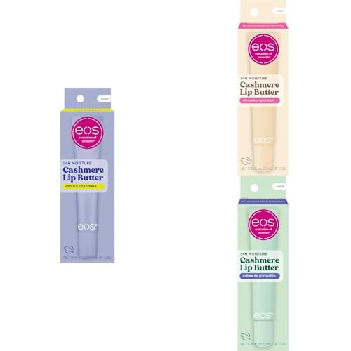 Bundle of eos Plumping Peptides Lip Butter- Vanilla Cashmere + Strawberry Dream + Crème de Pistachio