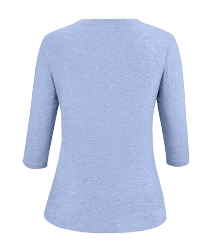 Image of JomeDesign Womens Tops 3 /4 Sleeve Shirts Round Neck Loose Casual Blouses Floral Print Tshirts