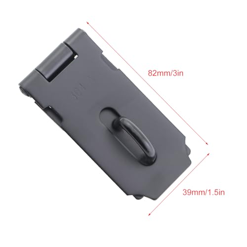 Image of Black 3 Inch Stainless Steel Pin Padlock Latch Hasp Safety Latch with Screw Suitable for Closing Security Door Locker Box