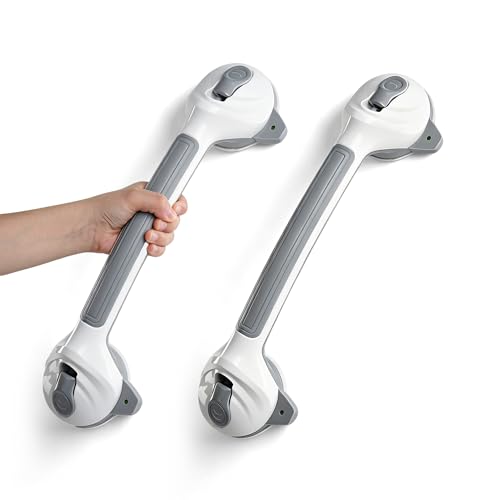 Image of Suction Cup Grab Bars 16.5 Inch, 2 Pack Anti Slip Bathroom Grab Bar, No Drill Handicap Grab Bars, Removable Safety Support Handrail, Assist Bath Shower Handle for Elderly Injury Senior 1.37 inch Dia