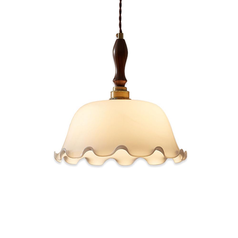 Luminaire suspendue en verre blanc lustre fleur table chevet