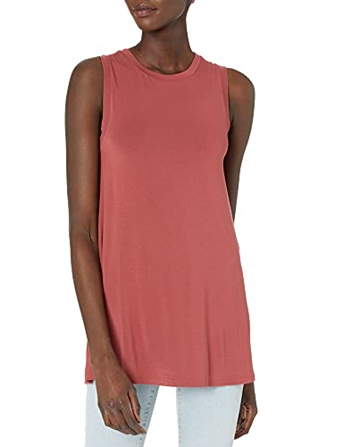 Photo 1 of Amazon Essentials Women's Jersey Relaxed-Fit Muscle-Sleeve Swing Tunic Rayon Blend Brick Red X-Small