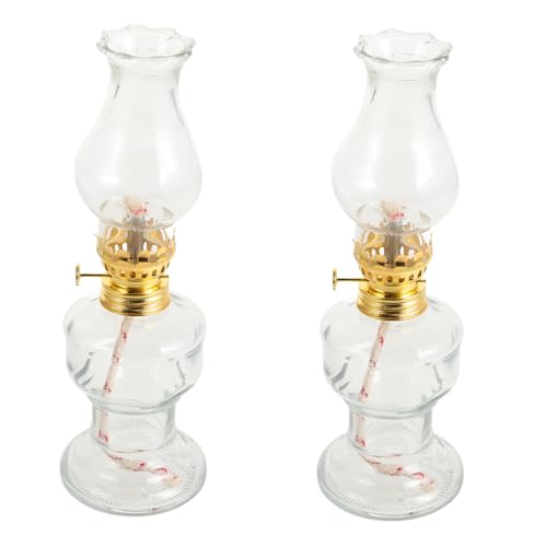 SHINEOFI 2 Sätze Retro Vintage Petroleumlampen aus Glas mit Nostalgischem Design Dekorative Kerosinlampen für Innenräume Winddicht mit...
