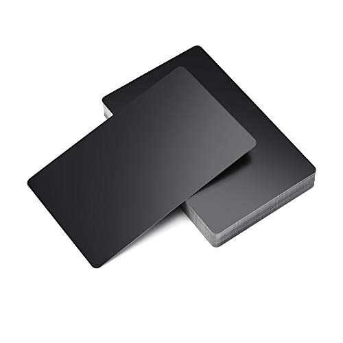 Faletony 50 tarjetas de visita de metal de aluminio, impresionantes, grabadas con láser, de metal, tarjetas de nombre de visita, 0,2 mm de grosor, color negro Cover