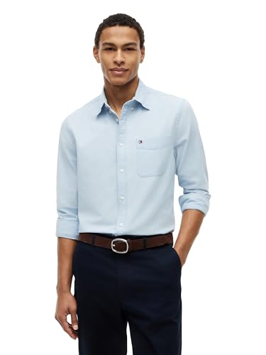 Image of Tommy Hilfiger Men's Long Sleeve Oxford Shirts in Regular Fit, Men's Button Down Shirts, Also Available in Big and Tall
