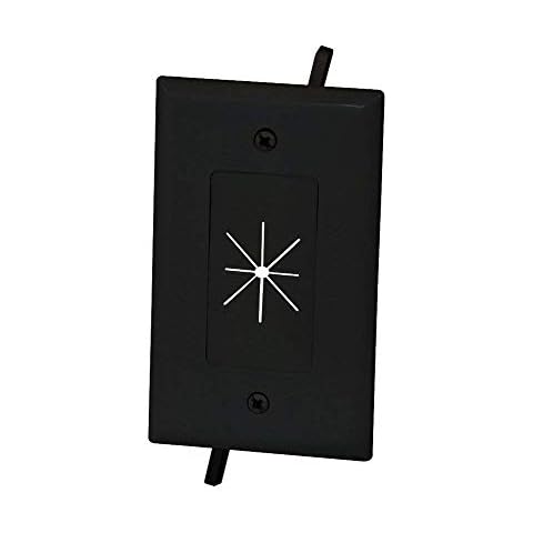 DATA COMM 45-0014-BK Cable Plate with Flexible Opening, 1-Gang, Black Cover