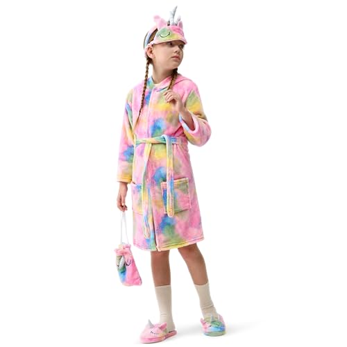 JOYIN Giggling Getup Kids Robes for Girls, Hooded Pink Toddler Bathrobe Set, Girls Christmas Pajamas2