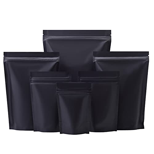 PPLAS 100 unids Mate Negro con Cierre de Cremallera de lámina de Aluminio de la Bolsa de Aluminio Auto Sello resalable lágrima Bolsas de Bolsas de café de Chocolate (Color : 8x12cm) Cover