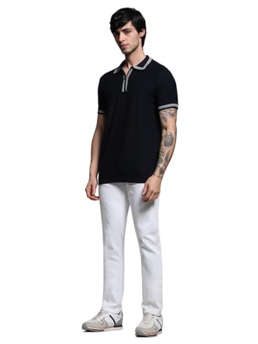 Image of Jack & Jones Men Cotton Solid Slim Fit Polo T-Shirt