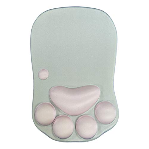 Tapis de souris en silicone souple avec support de poignet, portable, ergonomique, antidérapant, motif patte de chat mignon, gris Cover