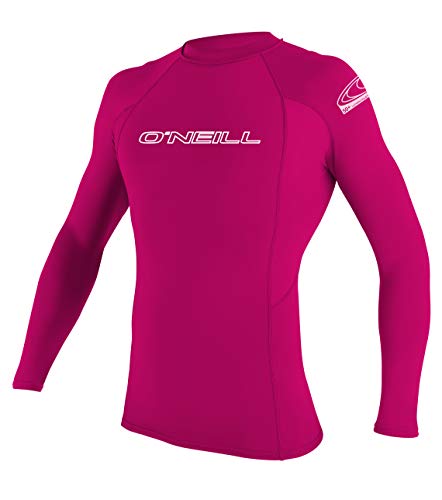 Camiseta Para Surf Infantil, Manga Larga, Cuello Redondo, Rosa/Rojo Sandía, Talla:16