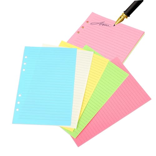 FUNOMOCYA 50個 ルーズリーフ活頁内芯 罫線入り手帳リフィル用紙 滑らか筆記用表面 耐インク滲み加工 ジャーナル プランナー ノート用バインダ