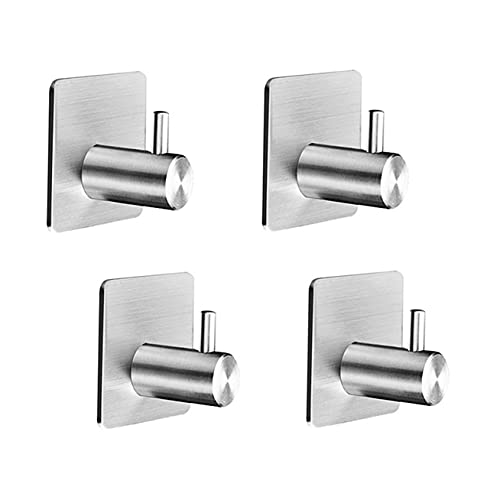 Image of 3M Adhesive Wall Hooks - 6 Pack SUS304 Stainless Steel Hangers| Brushed Heavy Duty Wall Hooks| for Towels Keys Robes Hooks On Door Wardrobe Closet Bathroom Kitchen