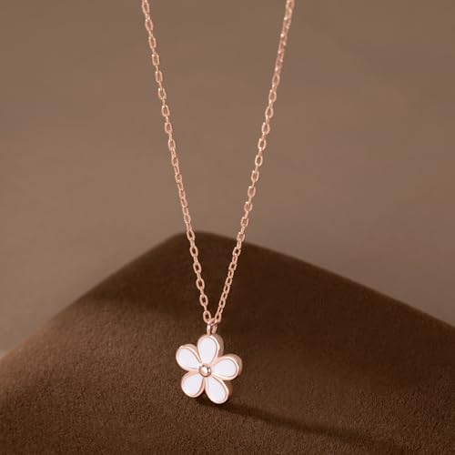 Reffeer Solid 925 Sterling Silver Daisy Flower Necklace Choker for Women Teen Girls Flower Pendant Necklace4