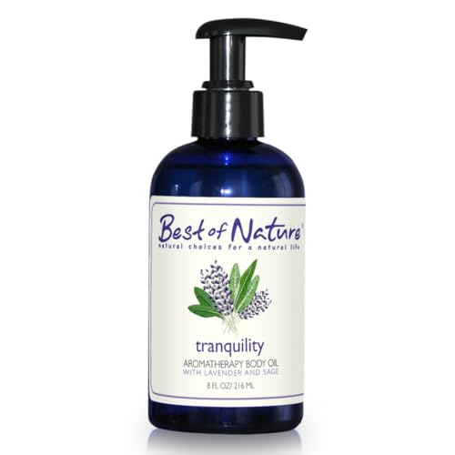 Best of Nature Tranquility Aromatherapy Massage & Body Oil - Soothing Blend with Lavender, Sage, Rosewood & Palmarosa, Ideal for Relaxing Massage or Daily Moisturizing - 8 fl oz