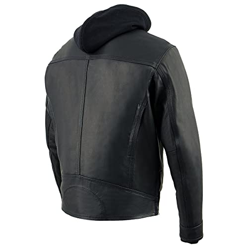 Image of Milwaukee Leather Men's Premium Leather Motorcycle Riders Vented Jacket with Removable Hoody Liner