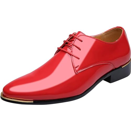 Men's Classic Pointed Toe Patent Leather Dress Shoes - Formal Lace-Up Oxford Business Shoes