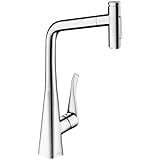 hansgrohe Metris Select M71 Grifo Monomando de Cocina 320, Ducha Extraíble, 2 Tipos de Chorro, Cromo, 73820000