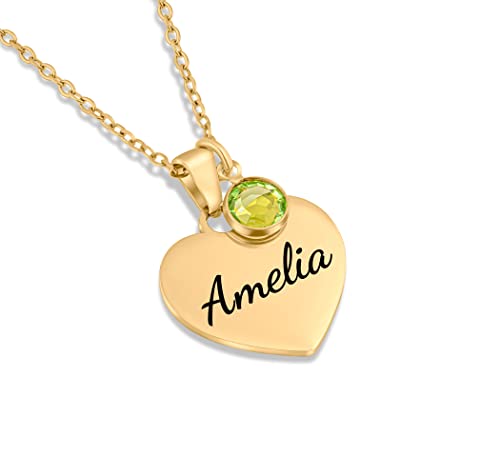 ZNA JEWELS Personalised Heart Birthstone Necklace - Elegant Women's Jewellery for Birthdays, Weddings (Silver) - Image 3