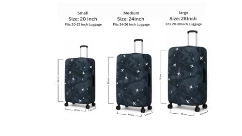 Image of Printed Luggage Cover for Traveling Bag & Suitcase - Stretchable & Scratchproof Trolley Protector with Velcro Lock & Lightweight Washable Material(Suitcase Bag Not Included, Only Cover in Product)