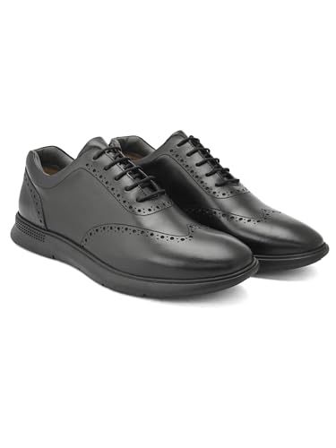 Image of San Frissco Mens Formal Shoes Textured Lace Up Brogues /Soft Cushioned Footbed with TPR Sole /Stylish, Comfortable, Trendy, Party, Outdoor Shoes for Office & College
