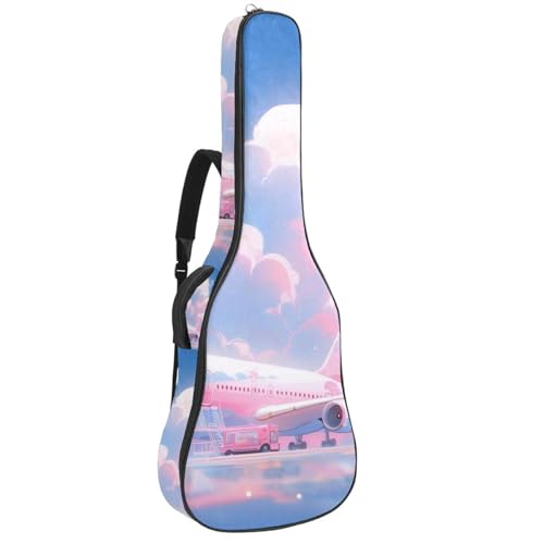 Sac pour guitare étanche à motif avion rose, idéal pour voyager avec sa guitare acoustique