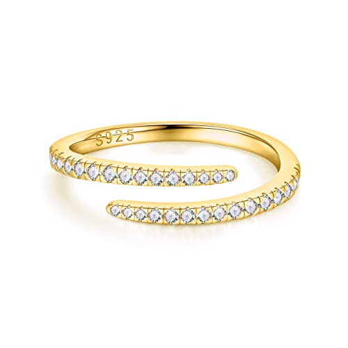 MOOSEA Open Moissanite Eternity Band for Women, D Color VVS1 Clarity Lab Created Moissanite Rings Half Eternity 925 Sterling Silver Adjustable Rings for Women Jewelry Gifts Size 4-11