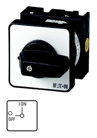 Eaton T0-2-1/EZ Z Interruptor ON-OFF, 3 Polos, 20 A, 90°, Montaje Empotrado con Fijación Central