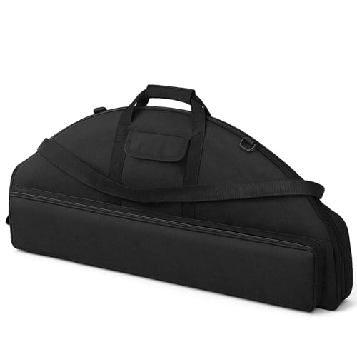 Wowangce Compound Bow Case Soft Bow Padded Case Lightweight Carry Bag with Arrow Pocket and 3 Multipurpose Storage Pockets for Archery Accessories (Black)