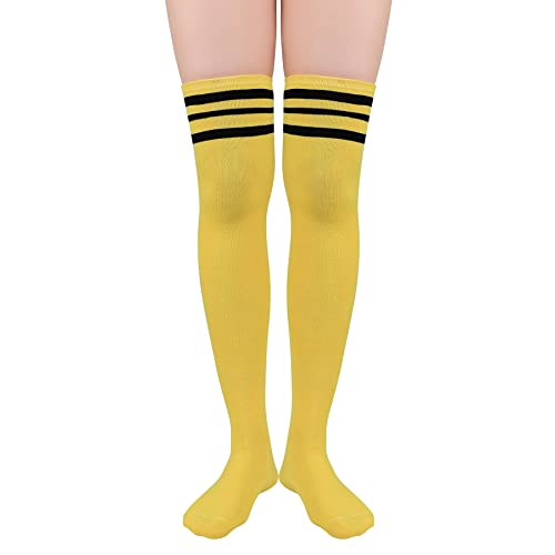Image of Zando Womens Stripes Thigh High Socks Thigh Highs Casual Knee High Stockings
