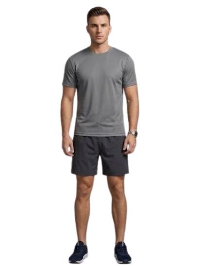 Men’s Solid T-Shirt & Shorts Set | Breathable Cotton Blend Athletic Wear for Gym, Running & Casual Use | Lightweight Quick-Dry Summer Activewear Co-Ord Set for Men-image-48