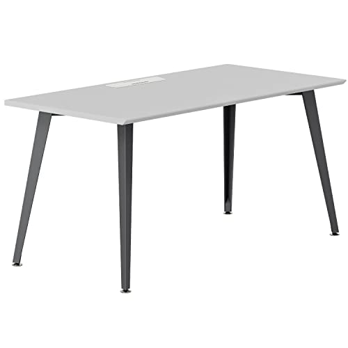 Image of Branch Office Desk, Modern Home Office Desk | Efficient Cable Management and Fast Assembly, Compact Workstation for Home or Apartment, 48 inch Fog Top, Charcoal Base