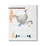 Stupell Industries Children's Baby Elephant Bubble Bath Rubber Duck Bathroom, Design by Erica Billups