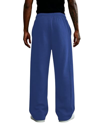 Image of Wangdo Men's Baggy Sweatpants Wide Leg Lounge Cotton Jogging Pants Casual Elastic Waist Joggers with Pockets