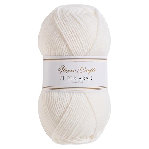 Utopia Crafts Super Aran Knitting and Crochet Yarn 100g (White)