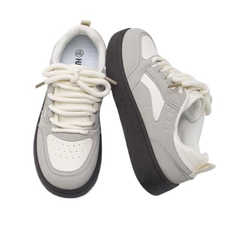 Korean Chunky Sneakers, Kawaii Anime Ice Cream Grey & White Designed for Girls, Cloud Sole Breathable Cute Shoes with Hidden Heel Lift Outfit for Students Travel, Trendy Gift for Daughter2