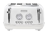 Haden Dorset 4 Slice Wide Slot Stainless Steel Toaster with Adjustable Browning Control & Non-Slip Feet, Ivory & Chrome