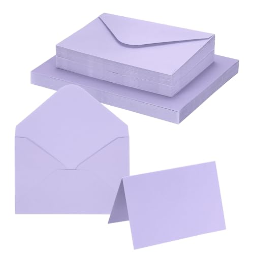 Tarjetas de felicitación lila 4x6 con sobres juego de 50 cartulinas plegables de 250g PATIKIL