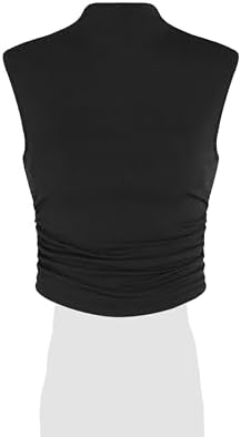 Ruched Half Turtleneck Crop Top