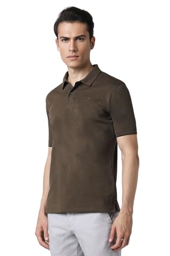 Image of Peter England Men's Premium Branded Regular Fit Half Sleeve Polo T-Shirt | Cotton Rich | Birds Eye Interlock Weave| No Pocket