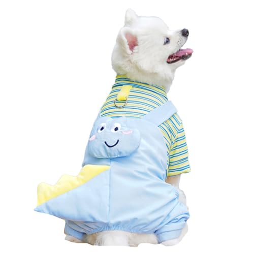 AttRex 可愛い 犬服 春夏秋 ロンパース つなぎ 半袖 ペット小中型犬 洋服 ドッグウエア パーカー 小型犬 中型犬 柔らかい 通気性 tシャツ 抜け毛対策 お出掛け用 散? 仮装 (S,グリーン・ブルー)
