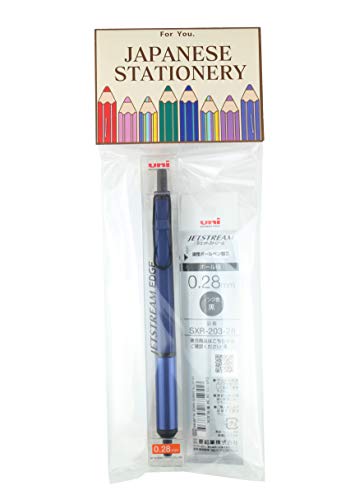 Uni-Oil-based ballpoint pen,JETSTREAM EDGE,0.28mm - Black Ink -,ã€ˆBody Colorã€‰Navy, with Pen Ink Refills (Black Ink),MIYABI stationery store Original gift package(SXN-1003-28.9/SXR-203-28.24)