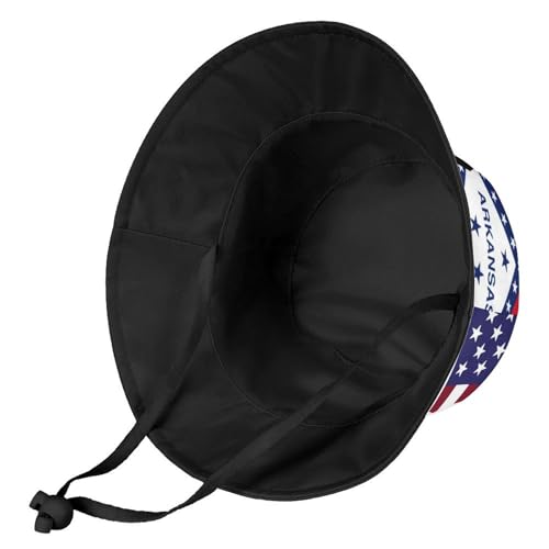 American and Arkansas State FlagChildren's Bucket Hat for Boys and Girls, Breathable Summer Beach Hat52cm3