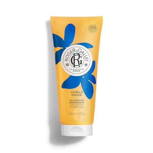 Roger&Gallet – Gel de Ducha Perfumado Vanille Soleil – Notas de Vainilla, Jazmín, Ylang-ylang y Haba Tonka – Enriquecido con Aloe Vera – Espuma Cremosa e Hidratante – Vegano - 200ml