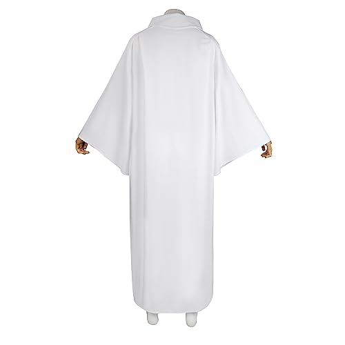 MYAYD Cotton Unisex Cassock Robe Clergy Pulpit Liturgical Church Loose Uniform Plus size White4