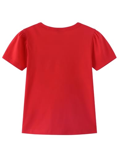 Noomelfish Girls Ruffle Heart T-Shirts Cute Short Sleeve Tee Tops (3-12 Years)2