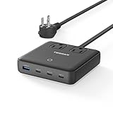 TESSAN Charging Station PD 100W for Multiple Devices, 6-in-1 USB C Charger Block Compatible with iPhone 17/16, MacBook, Charging Dock with 3 USB-C, 1 USB-A & 2 AC, Home Office Travel Accessories